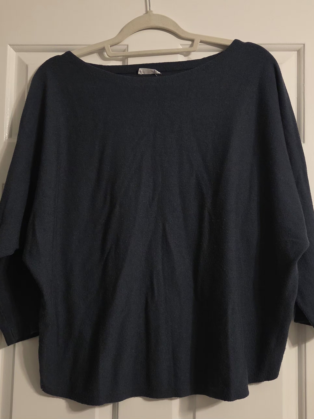 milano ESSENTIAL Dark Green Dolman Sleeve Fine Knit Top Boxy Bateau Neck XL